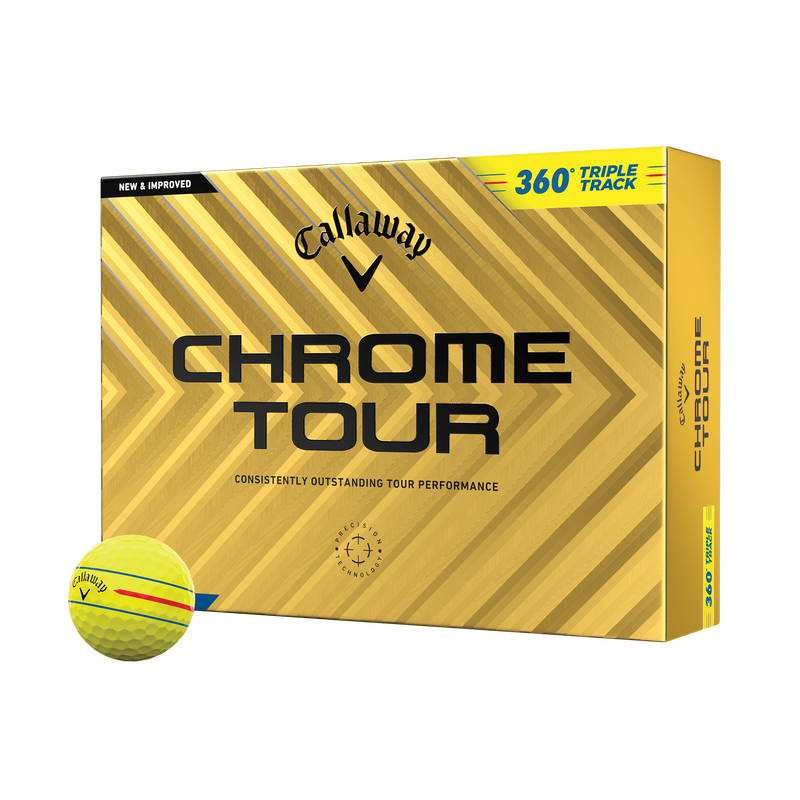 Chrome Tour 360 Triple Track Yellow Golf Balls - View 1
