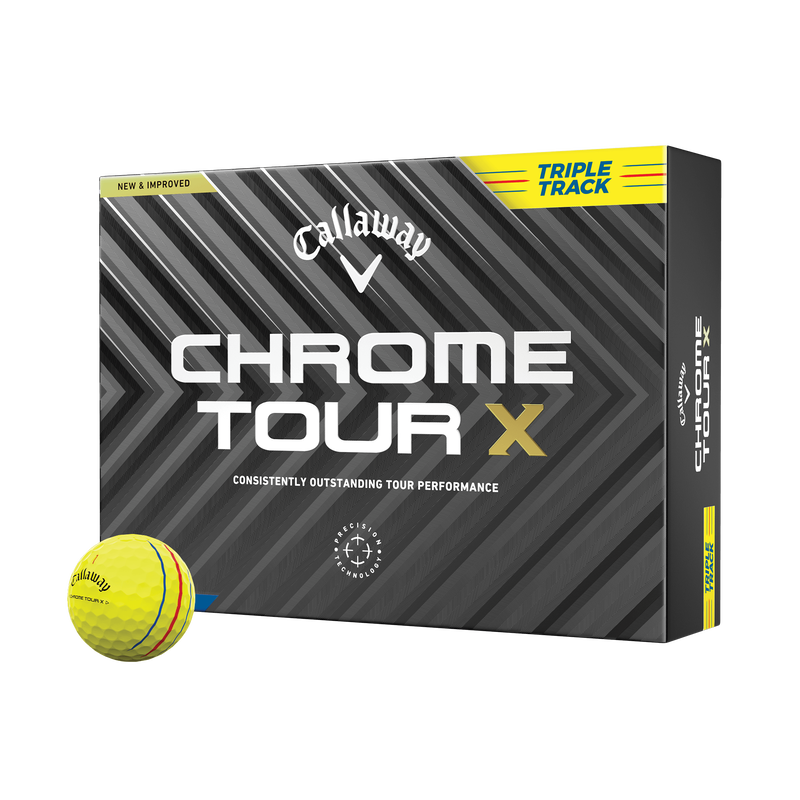 Chrome Tour X Triple Track Yellow Golf Balls - View 1