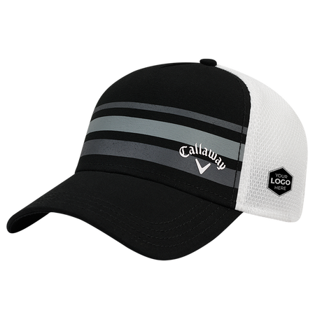 Stripe Mesh Fitted Logo Cap